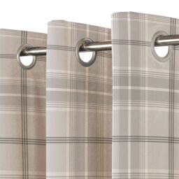 GoodHome Podor Beige Check Lined Eyelet Curtain (W)167Cm (L)183Cm, Pair - thumbnail 3