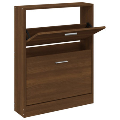 Berkfield Modern Shoe Cabinet Brown Oak 59X17X81 Cm Engineered Wood