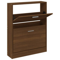 Berkfield Modern Shoe Cabinet Brown Oak 59X17X81 Cm Engineered Wood
