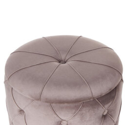 Wyld And Coco Taupe Velvet Storage Pouffes With Button Tufting And Golden Base - Pair - thumbnail 7