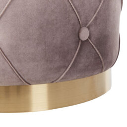 Wyld And Coco Taupe Velvet Storage Pouffes With Button Tufting And Golden Base - Pair - thumbnail 8