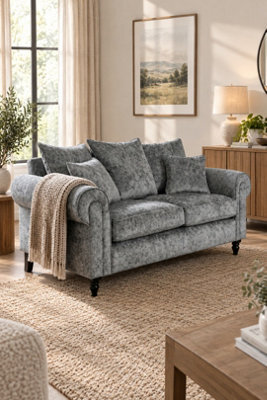 Loft Home Harlow Silver Grey Pillow Back 2 Seater Sofa - image 1