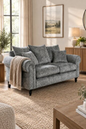 Loft Home Harlow Silver Grey Pillow Back 2 Seater Sofa - thumbnail 1