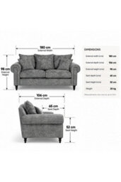 Loft Home Harlow Silver Grey Pillow Back 2 Seater Sofa - thumbnail 3
