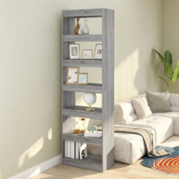 Berkfield Book Cabinet/room Divider Grey Sonoma 60X30X198 Cm - thumbnail 1