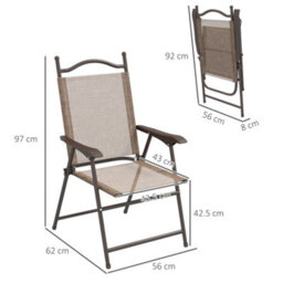 Wyld Haus Hazivi Set Of 2 Cream Mesh And Mixed Brown Metal Folding Garden Chairs - Portable Patio Seating - thumbnail 3