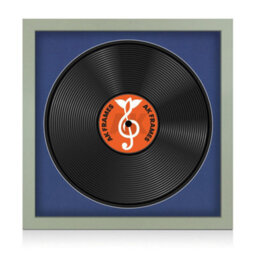 "16X16"" Green Modern Vinyl Record Frame With Blue Mount For 12 Inch Lp Disc - Ak Frames" - thumbnail 1