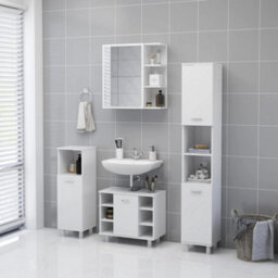 Berkfield Bathroom Mirror Cabinet White 62.5X20.5X64 Cm Engineered Wood - thumbnail 5