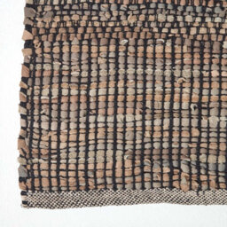 Homescapes Black Recycled Leather Handwoven Herringbone Rug, 66 X 200 Cm - thumbnail 3