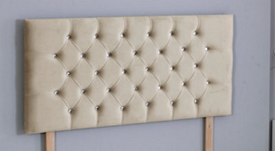 Comfy Deluxe 4Ft6 Double 26Inch Coffee Plush Chesterfield Headboard