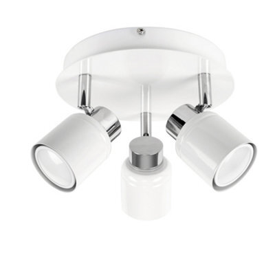 Valuelights Benton White 3 Way Round Ip44 Bathroom Ceiling Spotlight And Warm Bulbs - image 1