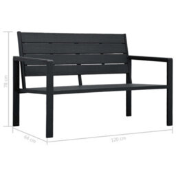 Berkfield Garden Bench 120 Cm Hdpe Black Wood Look - thumbnail 6