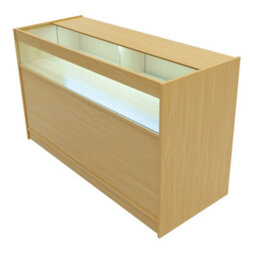 MonsterShop Maple Shop Counter Led Light B 1500mm Lockable Sliding Doors 2 Keys Retail Storage Unit Display Showcase Cabinet Reception Desk - thumbnail 7