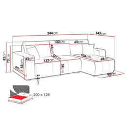 Furyn Velvet Fabric Corner Sofa Bed With Storage Universal Side Cream - thumbnail 6