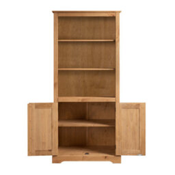 Mercers Furniture Country Antique 2 Door Bookcase Solid Wood Pine Wooden Storage Cupboard Open Shelves - thumbnail 5