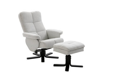 Sven Recliner With Ottoman - Grey Fabric Recliner - D82Xw77Xh105Cm, Seat Height 49Cm - image 1