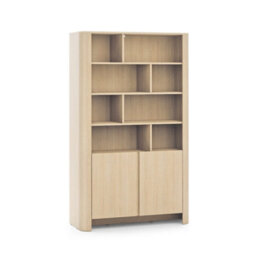 Arte Bari Tall Bookcase 103Cm In Oak Vincenza - Contemporary Oak Bookcase With Hidden Storage - thumbnail 2