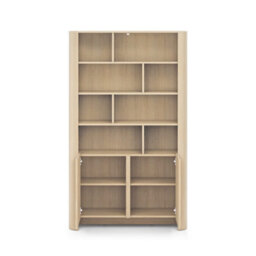 Arte Bari Tall Bookcase 103Cm In Oak Vincenza - Contemporary Oak Bookcase With Hidden Storage - thumbnail 3