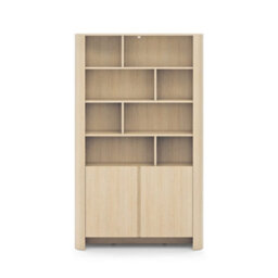Arte Bari Tall Bookcase 103Cm In Oak Vincenza - Contemporary Oak Bookcase With Hidden Storage - thumbnail 4