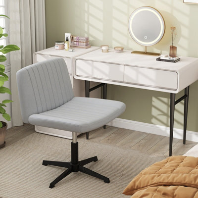 Costway Criss Cross Legged Chair Home Office Chair W/ Wide Padded Seat-Grey - image 1