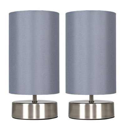2X Touch Grey Table Lights Bedside Lamps Living Room Lampshade Bedroom Reading Light - image 1