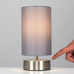 2X Touch Grey Table Lights Bedside Lamps Living Room Lampshade Bedroom Reading Light - thumbnail 4