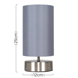 2X Touch Grey Table Lights Bedside Lamps Living Room Lampshade Bedroom Reading Light - thumbnail 2