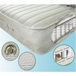 TL Beds 1200 Pocket Sprung Memory Foam Mattress - Single 3Ft