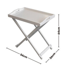 Wooden Butler Tray Table White Folding Side Table With Removable Serving Tray Handles For Breakfast Laptop Dinner - thumbnail 7