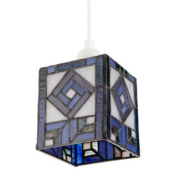 Happy Homewares Classic Art Denergy Savingtiffany Square Box Pendant Shade In Blue And Purple - thumbnail 2