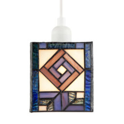 Happy Homewares Classic Art Denergy Savingtiffany Square Box Pendant Shade In Blue And Purple - thumbnail 4