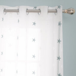 Deconovo Eyelet Star Embroidery Voile Curtains Decorative Net Curtains Semi Transparent Voile 55 X90 Drop Inch Blue Set Of 2 - thumbnail 2