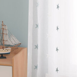 Deconovo Eyelet Star Embroidery Voile Curtains Decorative Net Curtains Semi Transparent Voile 55 X90 Drop Inch Blue Set Of 2 - thumbnail 3