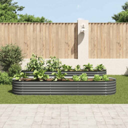 Berkfield Practical Garden Raised Bed 320X80X44 Cm Galvanised Steel Grey - thumbnail 3