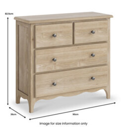Celine Washed Oak 2 Over 2 Chest Of Drawers - Fully Assembled - By Roseland Furniture - thumbnail 9