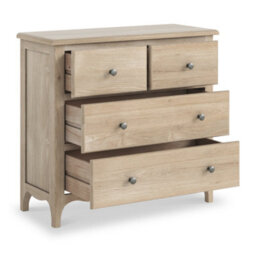 Celine Washed Oak 2 Over 2 Chest Of Drawers - Fully Assembled - By Roseland Furniture - thumbnail 4