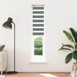 Berkfield Modern Zebra Blind Dark Grey 45X230 Cm Fabric Width 40.9 Cm Polyester - thumbnail 1