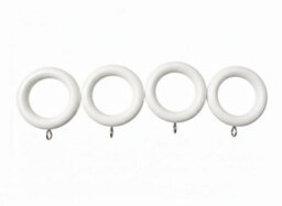 Homeelabador 24 X Premium 45mm White Colour Solid Wood Curtain Pole Rings With Eyelets For Curtain Poles - thumbnail 2