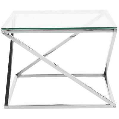 Beliani Luxe Home Coffee Table Silver Glass 60 X 60 Cm Square Glam Design - image 1