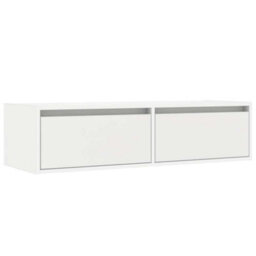 Berkfield Durable Tv Cabinet With Led Lights White 100X35.5X25 Cm - thumbnail 6