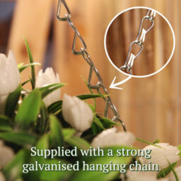 Best Artificial 38Cm White Lush Tulip Hanging Basket Flower Topiary Ball - Suitable For Outdoor Use - Weather & Fade Resistant - thumbnail 6