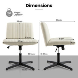 Costway Criss Cross Legged Chair Home Office Chair W/ Wide Padded Seat - thumbnail 2