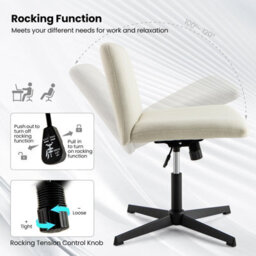 Costway Criss Cross Legged Chair Home Office Chair W/ Wide Padded Seat - thumbnail 5