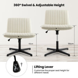 Costway Criss Cross Legged Chair Home Office Chair W/ Wide Padded Seat - thumbnail 4
