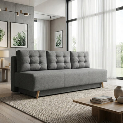 Bella Upholstered Sofa Bed With Polyurethane Foam And Bonell Springs Wooden Frame Storage Sleep Area 200X142 Grey - image 1