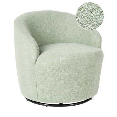 Beliani Swivel Armchair Davik Boucle Light Green - image 1