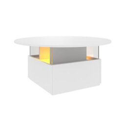 Keepreaper White Round Top Coffee Table With 16 Color Led Light 2 Sliding Storage Drawers Center Table For Home Office - thumbnail 9