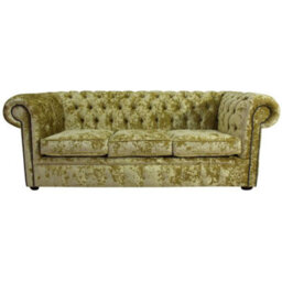 Chesterfield 3 Seater Sofa Settee Senso Chartreuse Green Velvet Fabric In Classic Style