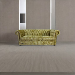 Chesterfield 3 Seater Sofa Settee Senso Chartreuse Green Velvet Fabric In Classic Style - thumbnail 6