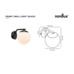 Nordlux Grant Glass Wall Light  Black,plug In Or Mains - thumbnail 4
